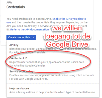 Google Developer Console - APIs Credentials